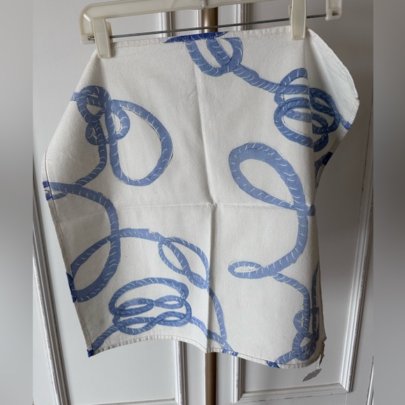 Anthropologie White and Blue Rope Print Tea Towel (set of 4) - Picture 2 of 4